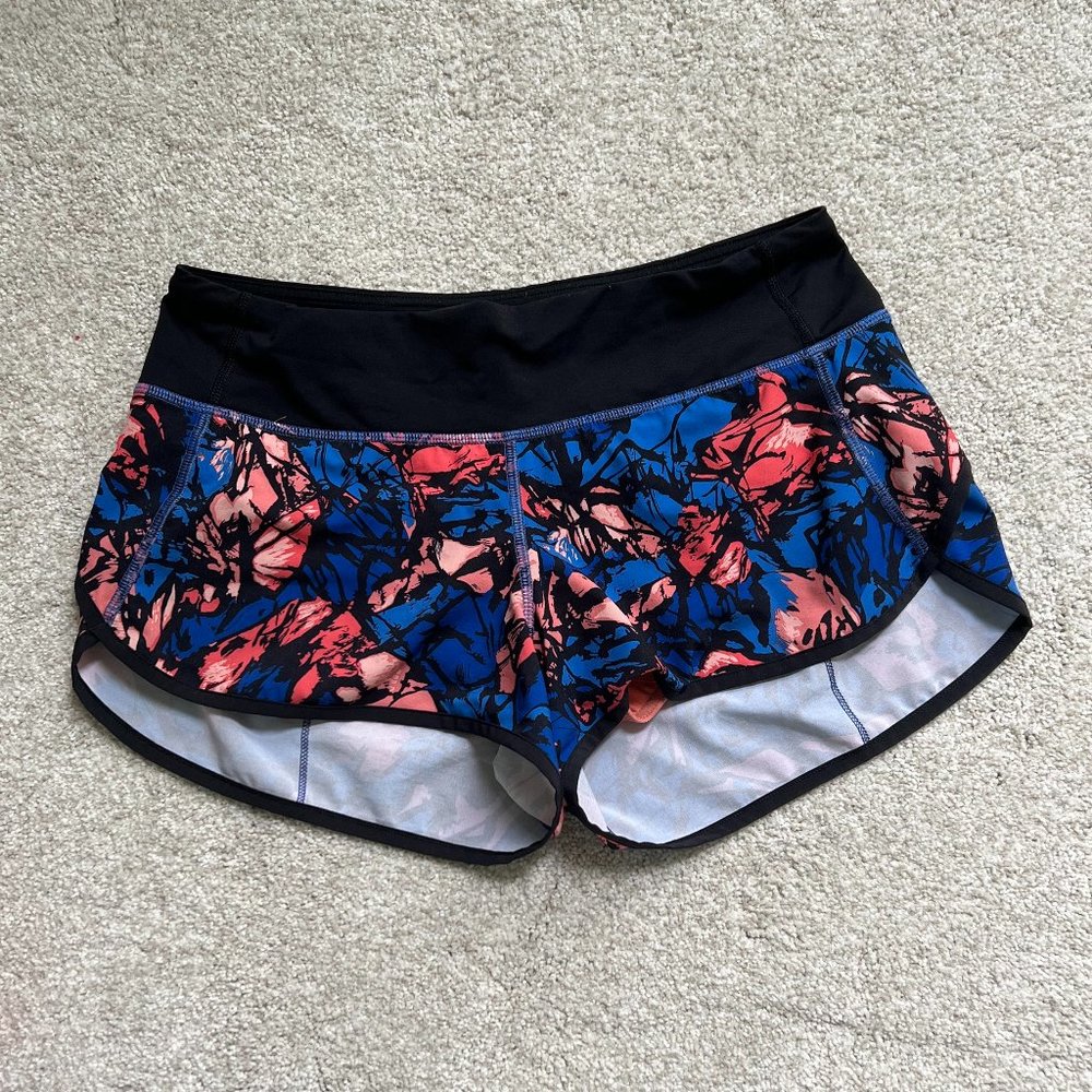 Lululemon Shorts: Size 4, Blue & Peach Floral